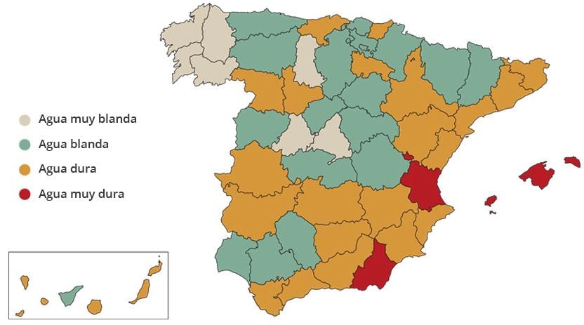 mapa dureza agua España
